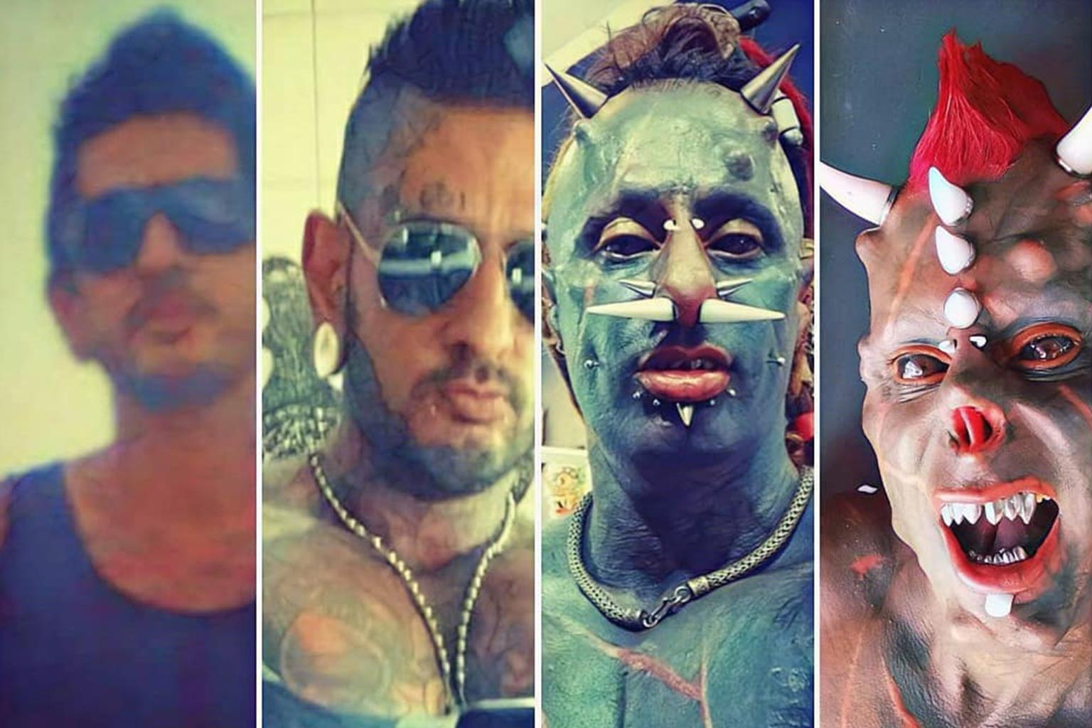 Бразилец Мишель Праддо, известный как "Человек-сатана", установил мировой рекорд по количеству рогов на голове